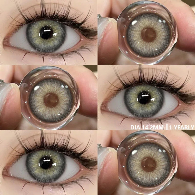 Colored Contact Lenses 1pair Natural Eye Lens Blue Eye Lenses Brown Lenses Gray Pupils Yearly Cosmetic Green Contacts