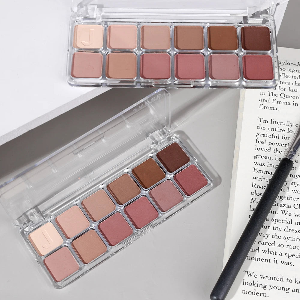 Oklulu 12 Colors  Eyeshadow Palette Low Saturation All Matte Eye Shadow Makeup Nude Pure Color Eye Pigment Lasting Eyes Shadow Paleta