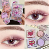 Oklulu Love Eye Shadow Palette Matte Powder Blusher Girl Makeup Pallete Shimmer Light Purple 12 Colors Eyeshadow Shiny Long Lasting Hot