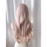 OKLULU  -  Baby Pink Wig with Bangs Long Wavy Hair Lolita Wig for Women 24inch Natural Daily Use Cosplay Wave Headband Wigs