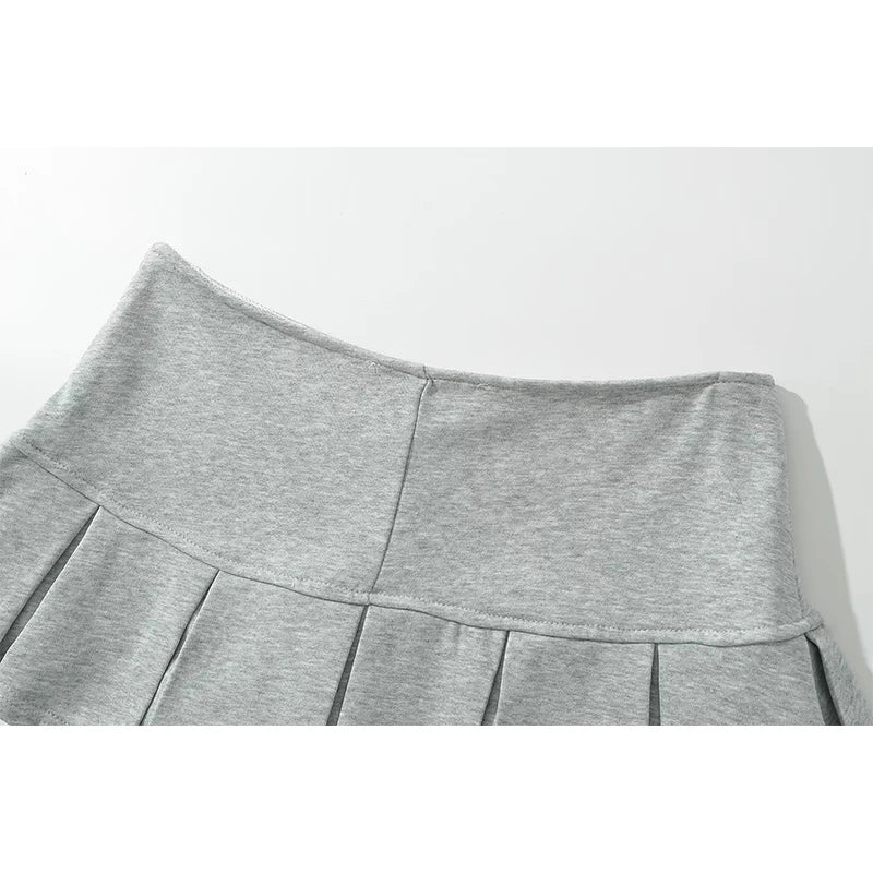 Oklulu Women Gray Low Waist Pleated Mini Skirt