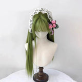 OKLULU  -  Wig Long Silky Straight Synthetic green Cosplay Party Lolita wigs with bangs for Daily party Women Natural Heat Resistant wig