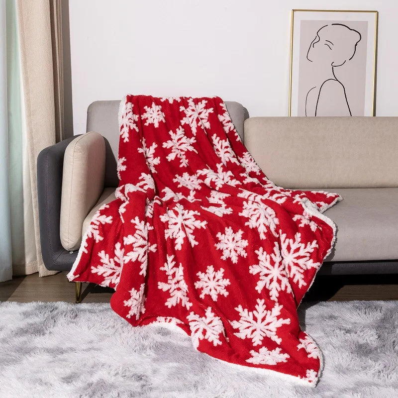 OKLULU  -  Fall Winter Throw Blanket Snow Thickened Flannel Christmas Portable Tatami Sofa Cover Office Travel Car Bedroom Nap Blanket