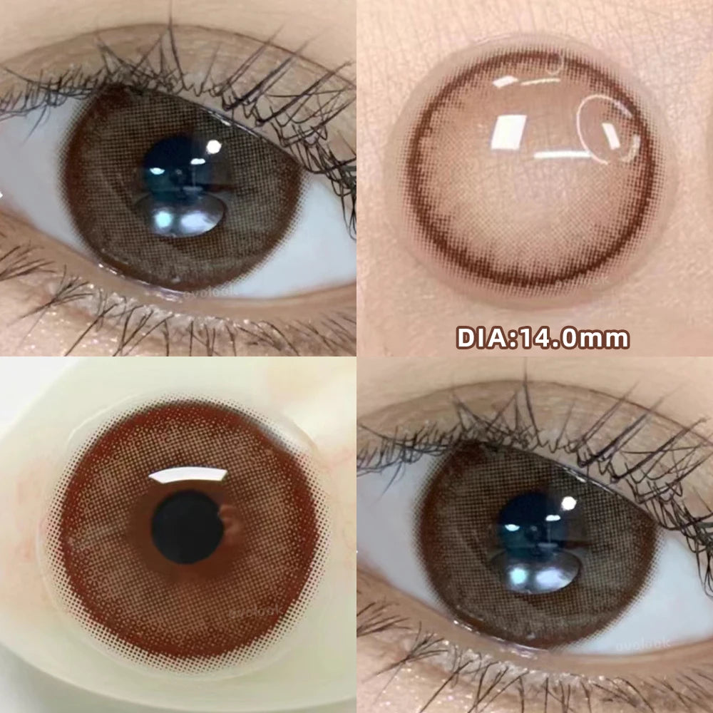 OKLULU 2PCS/Pair Free Delivery Colored Contact Lenses Myopia Prescription Lens Natural Pupils Color Lenses Blue Brown Lens