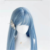 OKLULU  -   Wig for Women Blue Wigs with Bangs Long Straight Hair 24inch Cosplay Natural Headband Synthetic Wig  Pelucas