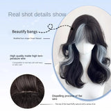 OKLULU  -  Wig Black Wavy Hair for Daily Use Party wigs with bangs heat resistant Synthetic for Women Cosplay lolita Headband Wigs