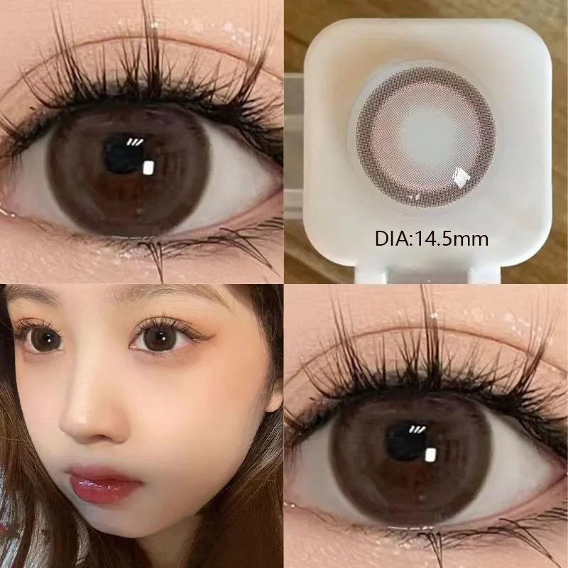 OKLULU  1Pair Natural Contact Lenses Brown Lens Large Diameter Korean Lenses Colored with Graduated Contact Lens Beauty Pupil