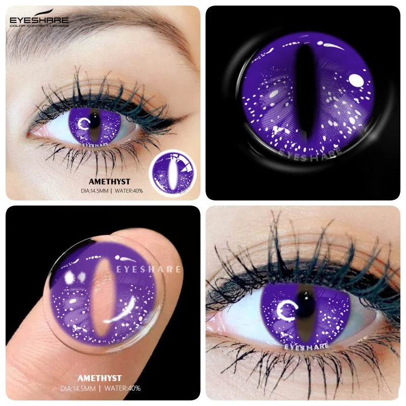 OKLULU  -  1 Pair Cosplay Color Contact Lenses for Eyes Multicolored Contact Lenses Anime Halloween Lenses Yearly Eye Color Lens