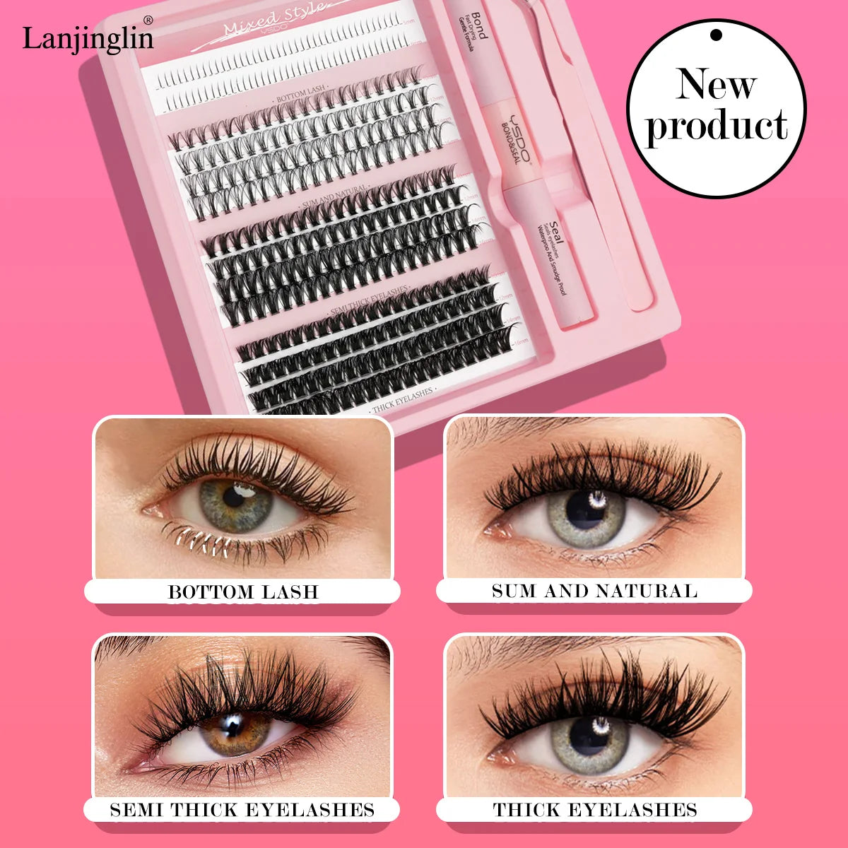 OKLULU  -  High Quality DIY Mix Clusters Kit Lash Clusters With Strong Hold Lash Bond And Seal And Eyelash Tweezers Lash Cluster Kit