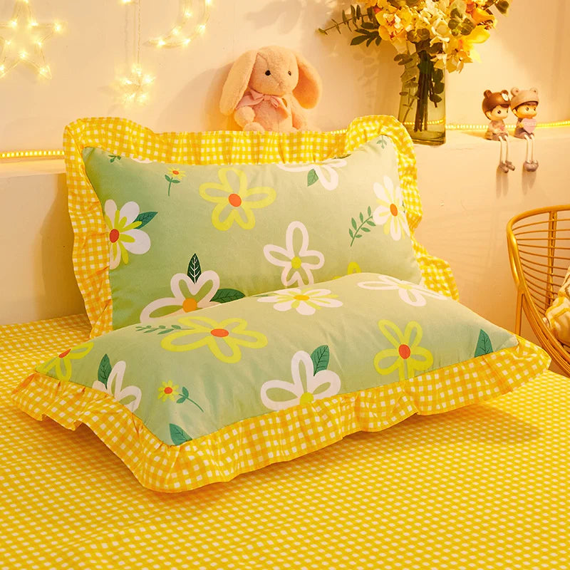 OKLULU Kuup New Duvet Cover kawaii Bedding Set Twin Size Flower Quilt Cover 150x200 High Quality Skin Friendly Fabric Bedding Cover