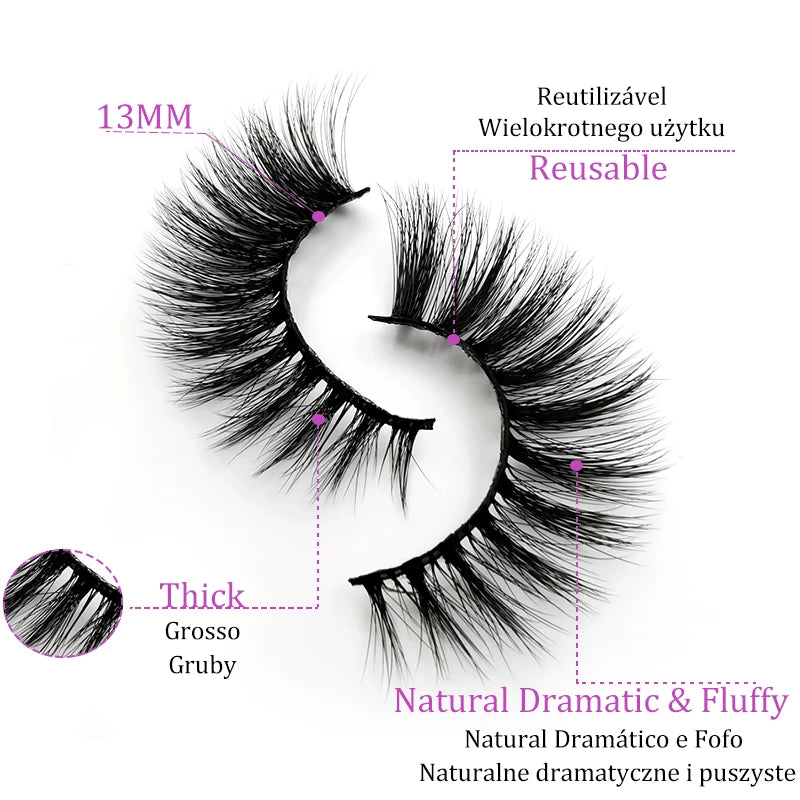 OKLULU  -  Wholesale 10Boxes 5Pairs Natural 3D Mink False Eyelashes Makeup Fake False Eyelash Extension Faux Cils Make Up Beauty G800 G806