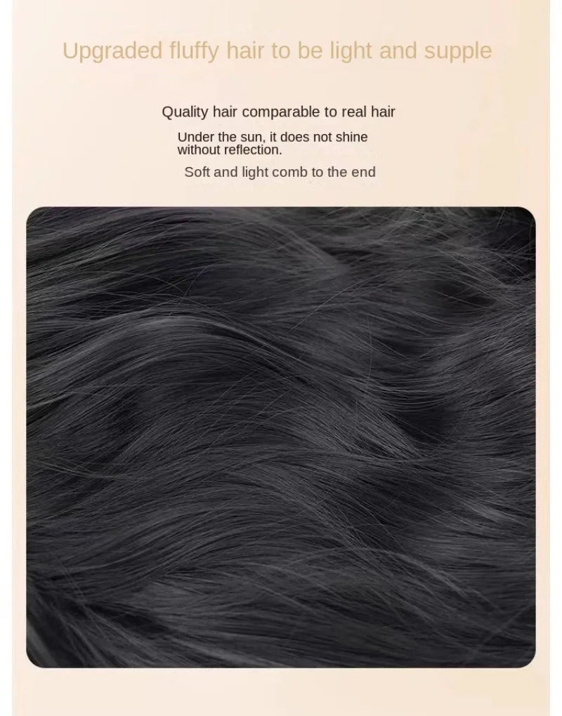 OKLULU  -  Wig Black Wavy Hair for Daily Use Party wigs with bangs heat resistant Synthetic for Women Cosplay lolita Headband Wigs