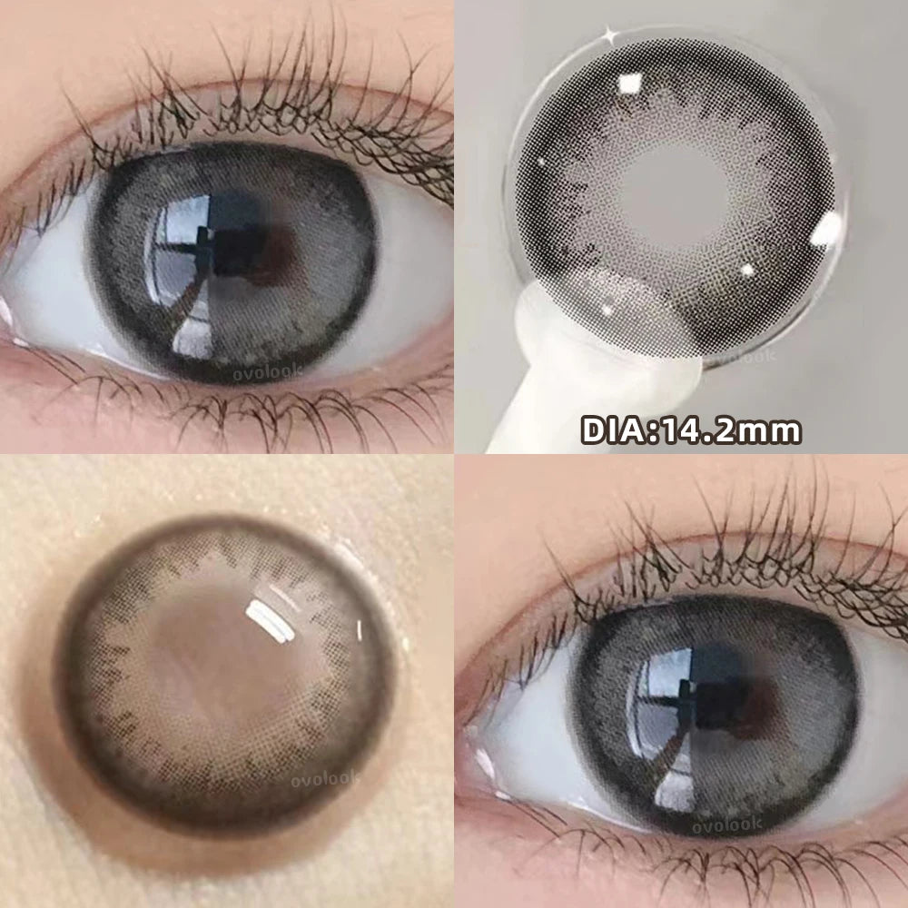 OKLULU 2PCS/Pair Free Delivery Colored Contact Lenses Myopia Prescription Lens Natural Pupils Color Lenses Blue Brown Lens