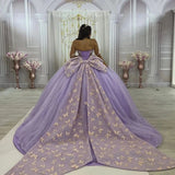 Oklulu  Ball Gown Princess Evening Dresses Sweetheart Butterfly Flower Bow Prom Formal Party Gowns Sweet Dress