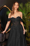 Princess Sexy Off Shoulder Prom Dress 2023 Shiny Lace Embroid Party Dresses Sweet A-line Vestidos De Noche