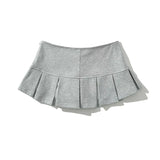 Oklulu Women Gray Low Waist Pleated Mini Skirt