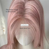 OKLULU  -  Pink Wig Long Straight Lace Front wigs for Woman Nature Synthetic Lace Wigs for Cosplay Daily Use Heat Resistant headband wig