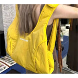 OKLULU  -  Hot Girls Yellow Backpack Women Retro Large Capacity Y2k Backpacks Female Vintage Fashion Mochila Schoolbag Aesthetic