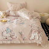 OKLULU  -  Cute Sweet Cartoon Lamb Bedding Set Child Kid,full Queen Lovely Fairyfair Cotton Home Textile Bed Sheet Pillow Case Quilt Cover