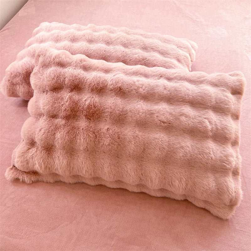 Luxury Faux Fur Velvet Fleece Blanket Winter Blanket Throw Double Layer Warm Cashmere Coral Faux Rabbit Fur Bed Sheet