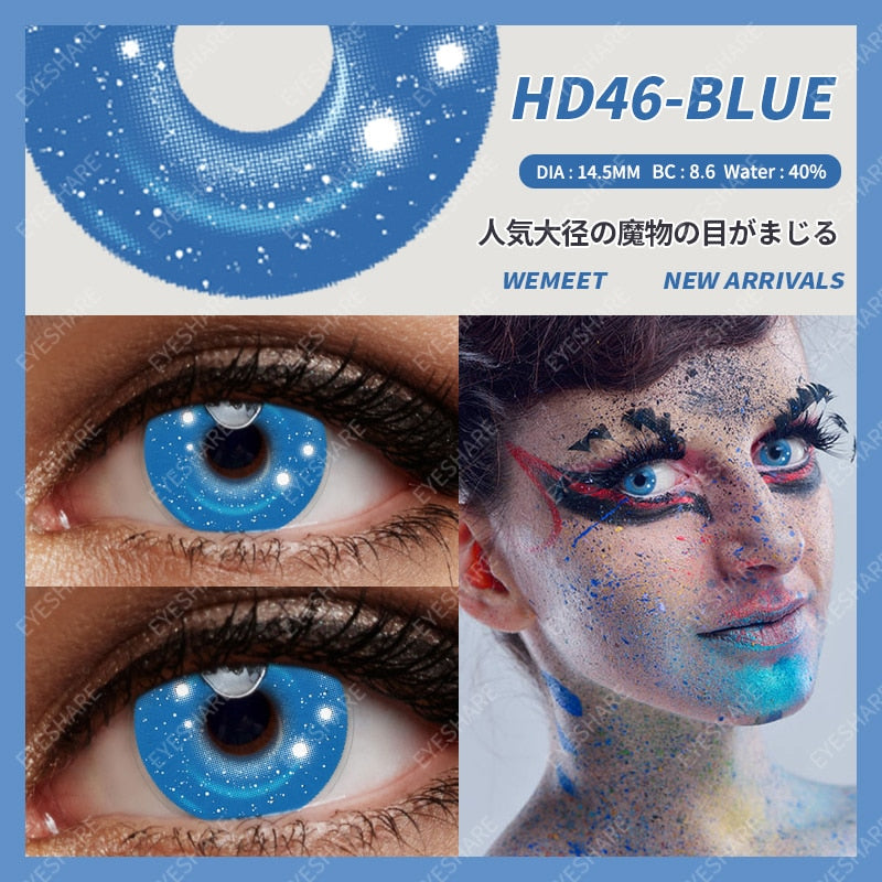 Blue Color Contact Lenses for Eyes Cosplay Yearly Makeup Halloween Beauty Color Contact Lenses Free Shipping