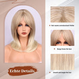 OKLULU  -  Blond Short ombre Straight Middle Part wigs Nature And Soft Synthetic Fiber Hair Wigs For Women For Daily Cosplay Party Use