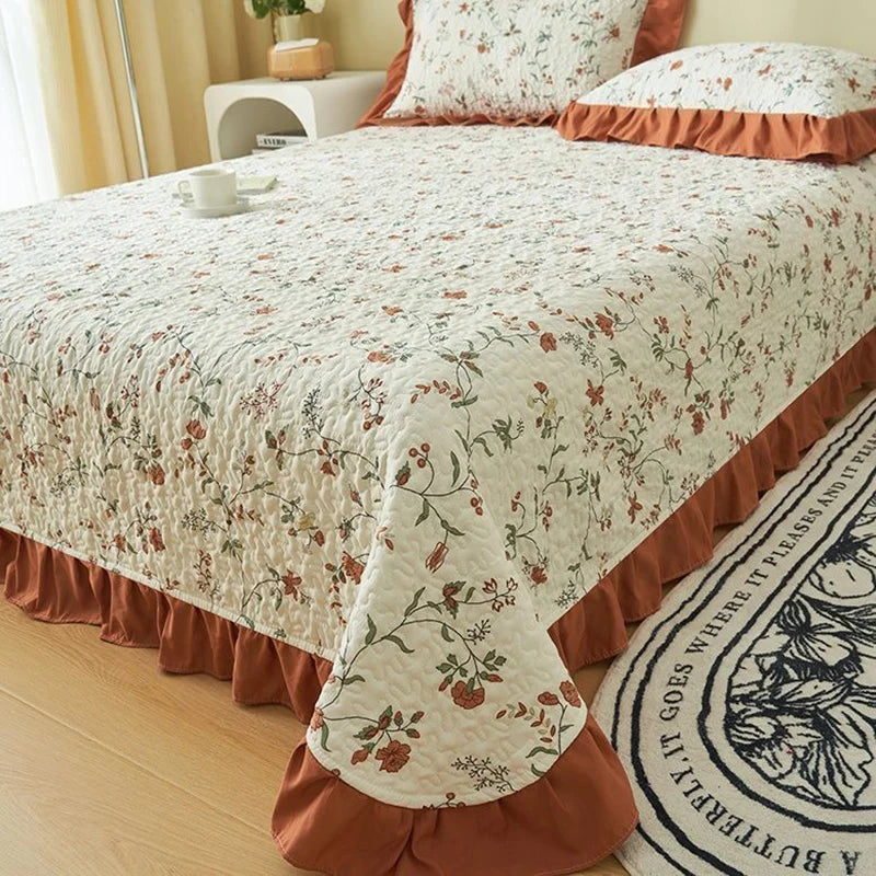 Oklulu  New High Grade Bed Cover Double-layer Yarn Cotton Hemp Household Non-slip Thickened Clip Cotton Sheet Lace Covers Blankets