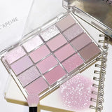 Oklulu 16 Colors Eyeshadow Palette Low Saturation Rose Pink Pearly Matte Glitter Eyeshadow Shiny Eye Shadow Long-lasting Eye Makeup