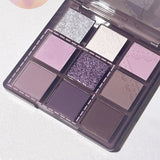 OKLULU  -  Aurora Purple 9 Colors Eyeshadow Palette Smokey Purple Lace Shimmer Matte Silver Water Highlight Cool Tone Eye Shadow Korean