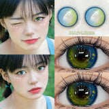 OKLULU 1 Pair Green Lenses Colored Contact Lenses for Eyes Beauty Pupils Myopia Eye Color Lenses Prescription Lenses Blue Lens