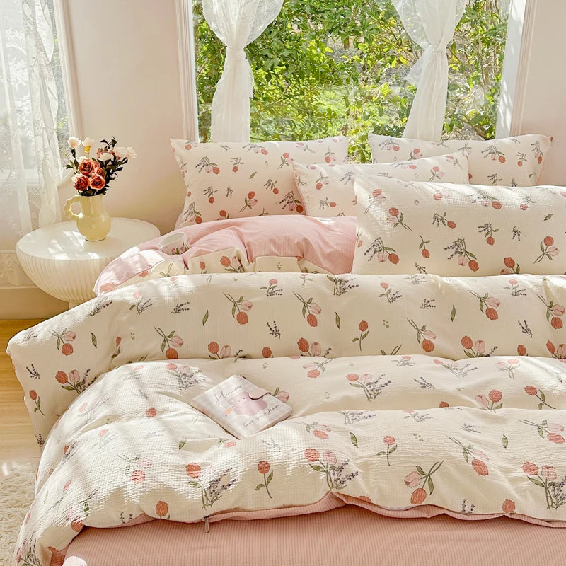 Duvet Cover Soft Bed Cover Floral Style Quilt Cover  Single/Double/Queen Size Comforter Cover (No Pillowcase)