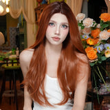 OKLULU  -  Natural Fashion Handmade Lace Women's Wig Orange Wave Wig Curly Women's Party Lolita Cosplay Wig