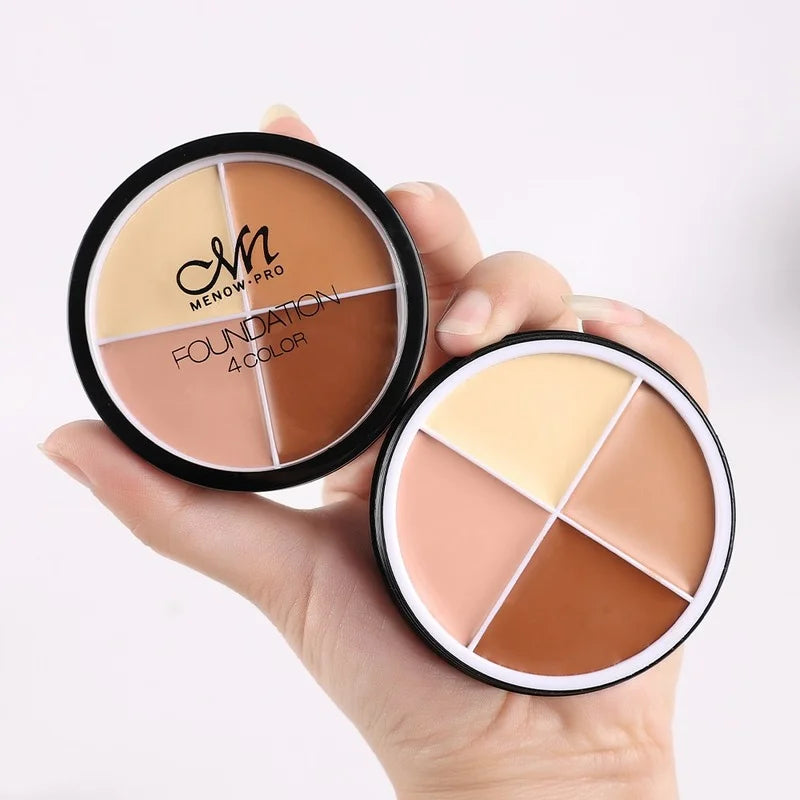 Oklulu 4 Colors Concealer Makeup Palette Waterproof Moisturizing Coverage Dark Circle Face Contour Bronzer Foundation Cream Cosmetic