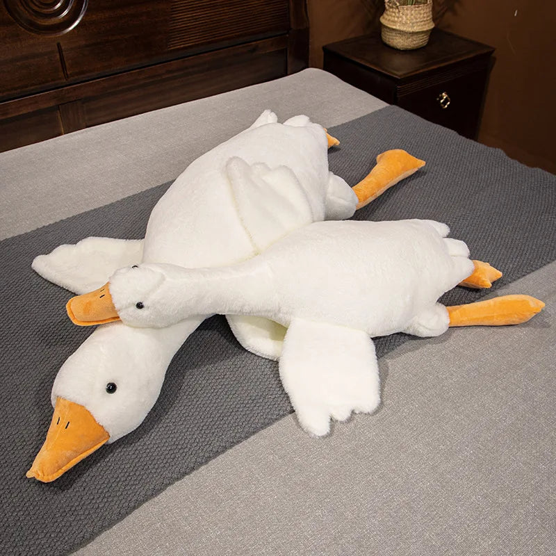 OKLULU Big Size Fluffy Duck Plush Toys Sleep Pillow Cute Animal Stuffed Swan Goose Plush Dolls Floor Mat Kids Girls Birthday Gift