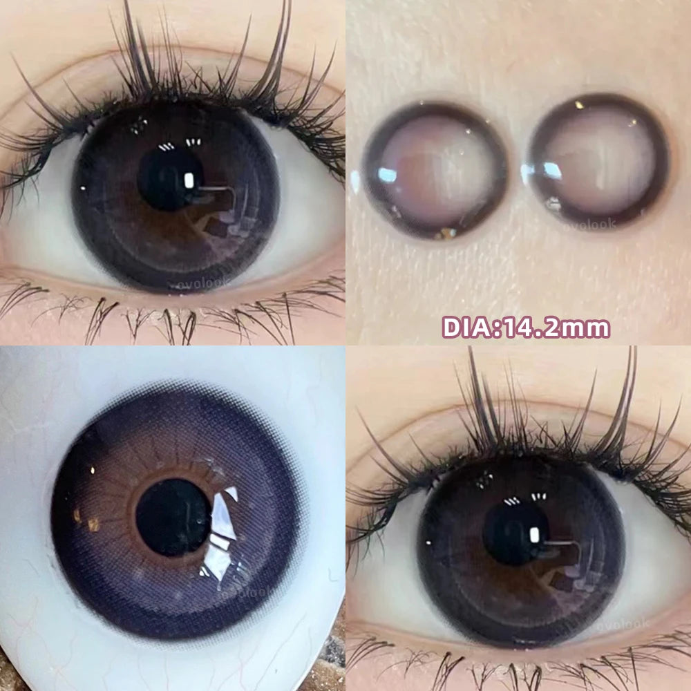 OKLULU 2PCS/Pair Free Delivery Colored Contact Lenses Myopia Prescription Lens Natural Pupils Color Lenses Blue Brown Lens