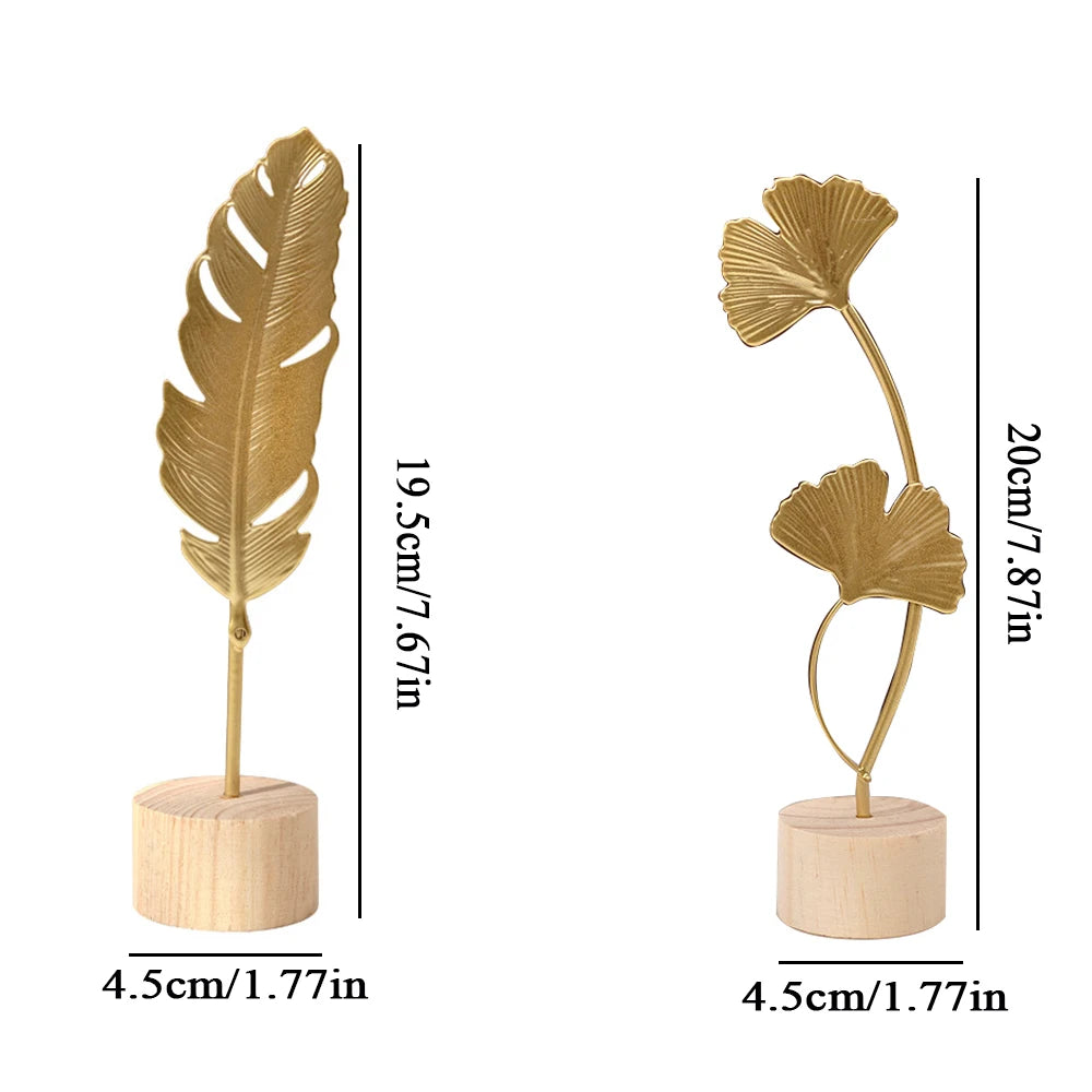 OKLULU Nordic Gold Ginkgo Leaf Crafts Leaves Sculpture Luxury Living Room Decor Home Decoration Accessories Office Desktop Ornaments