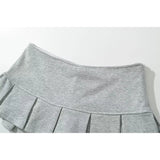 Oklulu Women Gray Low Waist Pleated Mini Skirt