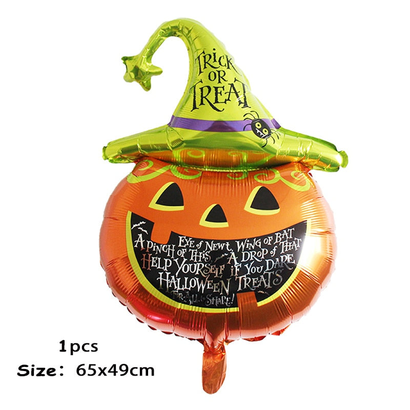 Huge Standing Halloween Pumpkin Ghost Balloons Witch Bat Spider Foil Ballon Inflatable Kids Toys Globos Halloween Party Supplies