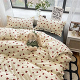 Oklulu Korean Style Bedding Set Boys Girls Twin Queen Size Duvet Cover Flat Sheet Pillowcase Bed Linen Kids Adult Fashion Home Textile