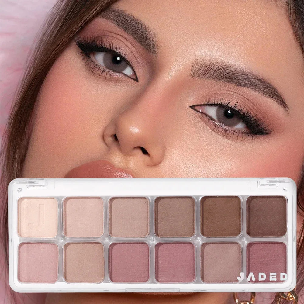 Oklulu 12 Colors  Eyeshadow Palette Low Saturation All Matte Eye Shadow Makeup Nude Pure Color Eye Pigment Lasting Eyes Shadow Paleta