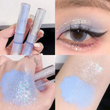 OKLULU  -  2 in 1 Blue Liquid Eye Shadow Matte Sequins Pearlescent Eye Makeup Lying Silkworm Brightening Droplet Tear Makeup Beauty Tools