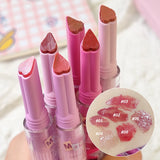 Oklulu Glitter Mirror Solid Lip Gloss Non-stick Cup Water Light Jelly Lip Tint Heart-shaped Moisturizing Lipstick Lips Makeup Cosmetic