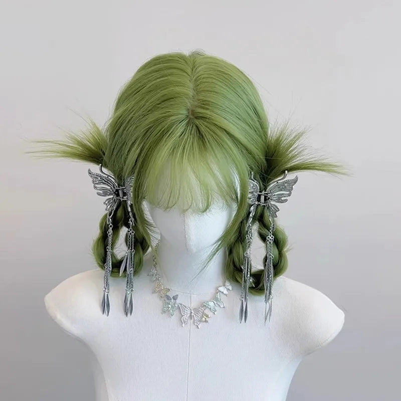 OKLULU  -  Wig Long Silky Straight Synthetic green Cosplay Party Lolita wigs with bangs for Daily party Women Natural Heat Resistant wig