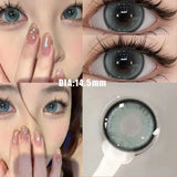 OKLULU 1Pair New Color Contact Lens Korea Pupils Nature High Quality Myopic Gray Lens Blue  Eyes - 0.00 to- 8.00 Diopter Lenses