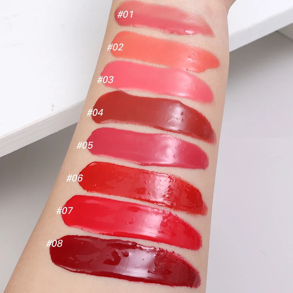 Oklulu Lasting Moisturizing Mirror Lipstick Pen Clear Water Light Solid Lip Gloss 8 Colors Jelly Pink Lips Tint Glass Lip Glaze Makeup