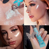 Oklulu Glitter Highlighter Liquid Gold Blue Palette Makeup Glow Contour Shimmer Powder Brighten Face Body Highlighter Makeup Cosmetic