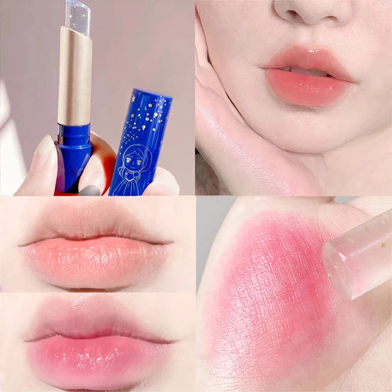 Oklulu Moisturizing Lip Balm Temperature Color Change Lipstick Shinny Gold Foil Dead Skin Remove Lasting Lipstick Base Cream Lip Makeup