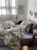 OKLULU  -  100% Cotton Bedding Set 4-piece/set Textile Home Wisteria Retro Bedding Set Deluxe King Bed Sheet/Duvet Cover/pillow Case