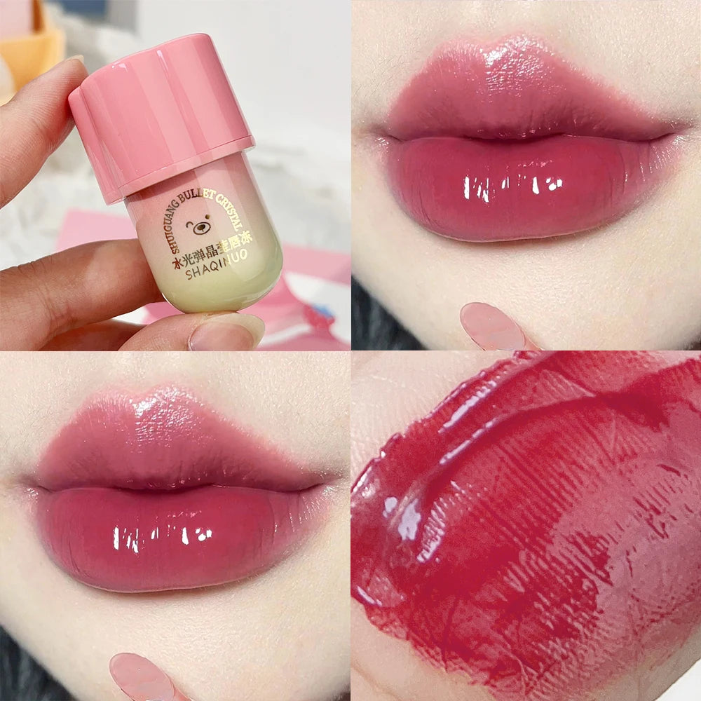 Oklulu Mirror Water Purple Lip Gloss crystal Jelly Moisturizing Liquid Lipstick Waterproof Non-stick Cup Lipgloss Tint Korean Cosmetic