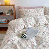 Bedding Set Flower Print Duvet Cover Set With Fitted Sheet for Girls Queen King Size housse de couette Bed Linen Sets